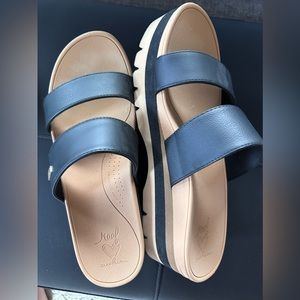 Ladies platform, black reef sandals